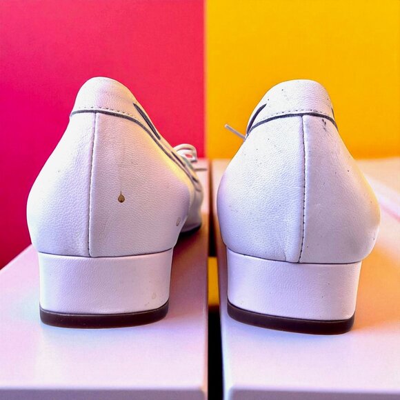 Amalfi Pale Pink Leather Loafer Flat Bow Moc Lacing Vtg 90's Womens 10 as is - Picture 7 of 15